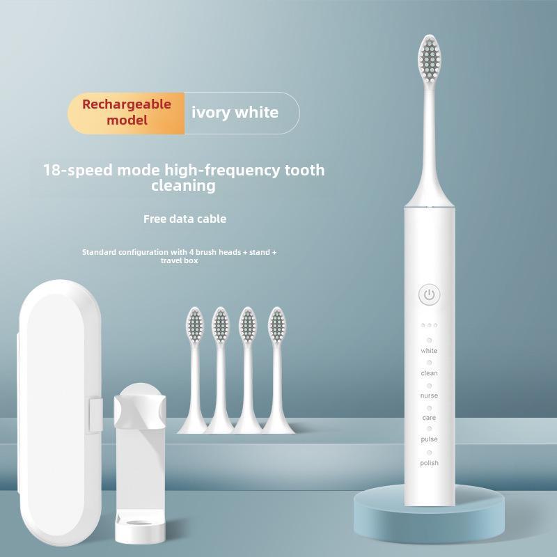 Unisex Rechargeable Ultrasonic Toothbrush with Soft Bristles for Travel and Home Use