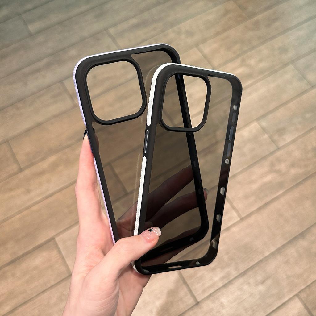 Suitable for Apple 16 Phone Cases, Simple and Contrasting Color Edges, Transparent 14, Matte Back Panel 15