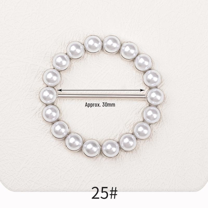 Premium Metal Buckle Summer Korean T-Shirt with Pearl Round Top Knot