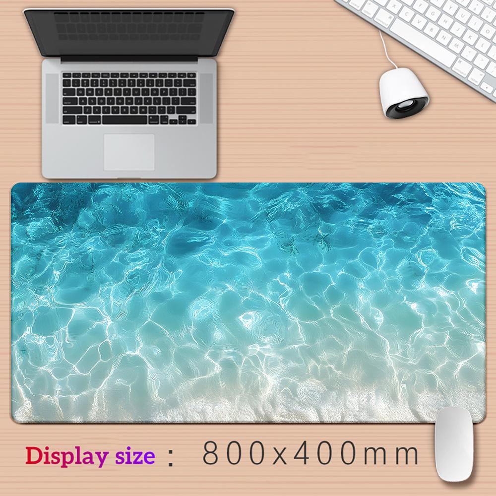 Ocean Breeze Large Mousepad Non-Slip Rubber Desk Mat for Gaming Office Blue Aquatic Design Durable Stain Computer Mouse Pad