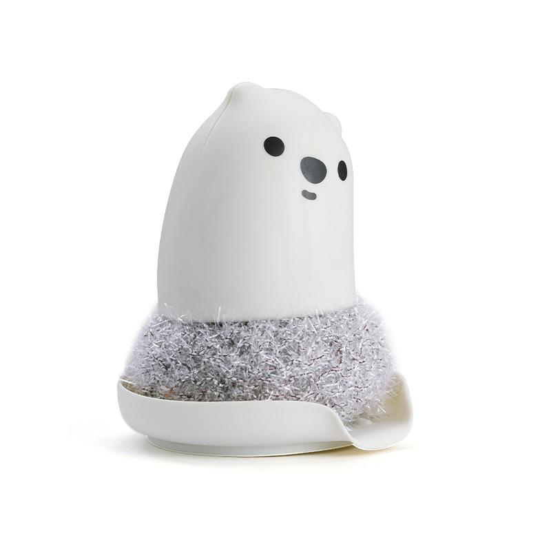 New Model, Cartoon Teddy Bear Pot Brush with Handle, Cleaning Brush, Kitchen Dishwashing Brush, Household Use, No Shedding Dishwashing Brush