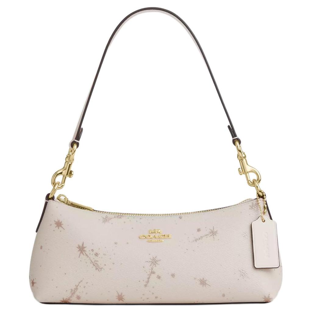 Coach Charlotte 25 Star Print Zipper Closure Coated Canvas And Leather Shoulder Bag Medium Women Shoulder Bag White CCL41-IMCAH