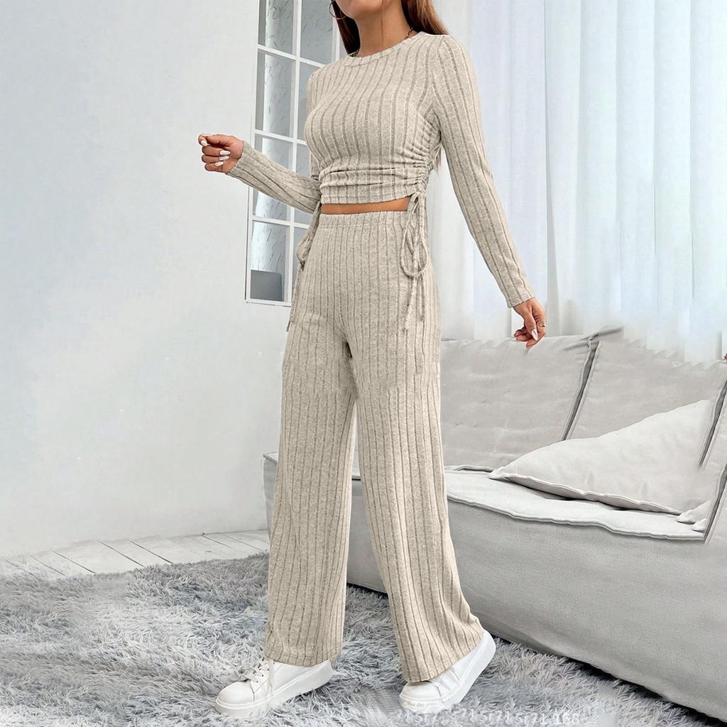 Women's 2 Piece Solid Color Casual Sportswear Long Pants Set