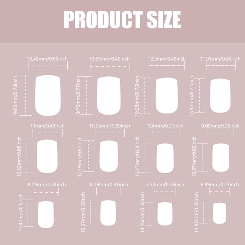 24 Pcs French Tip Stick On Nail Glossy False Nail Short Square Press On Nail White Wavy Lines Artificial Nail