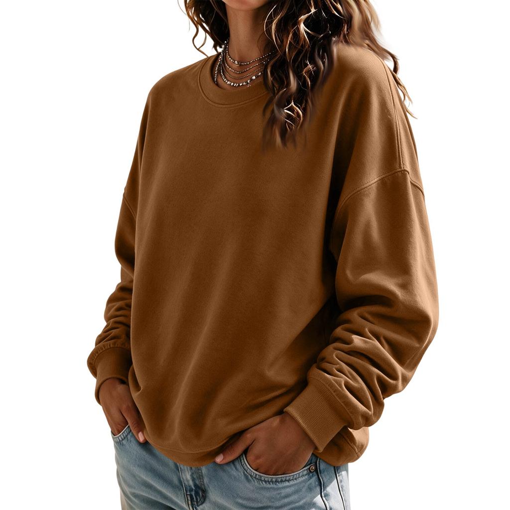 Women's Crewneck Sweatshirt Long Sleeve Color Casual Top for Everyday Wear