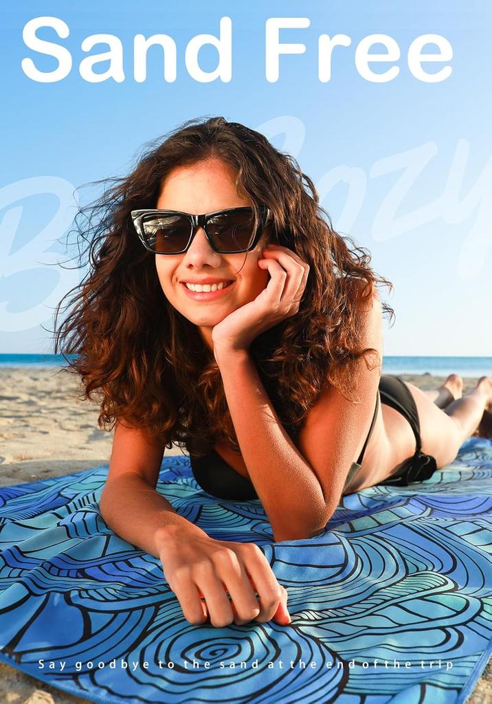 Lightweight Microfiber Beach Towel - Sand-Free Quick-Dry, Compact for Travel, Pool & Camping, Large Absorbent Adult Size