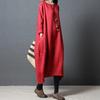 Women's Crew Neck Long Sleeve Midi Dresses Loose Fit Solid Color Casual Swing Dress Summer Dresses