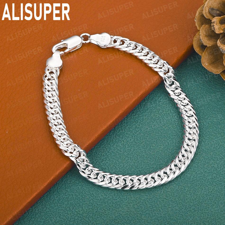 925 Sterling Silver Simple And Elegant Interlocking Bracelet - Romantic Gift Jewelry 20cm