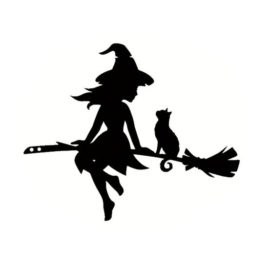 Metal Witch And Cat Silhouette Stake Halloween Insert On The Branch Yard Art Decor Black Tree Stump Sign for Outdoor Patio Lawn Courtyard Garden Decor