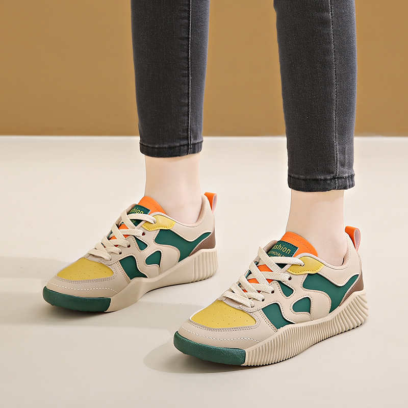 Thick Heel Normal Leather Deodorant Shoes Skateboarding Women's Youth Sneakers Ladies Boot Sport Hand Made Stylish Loafers