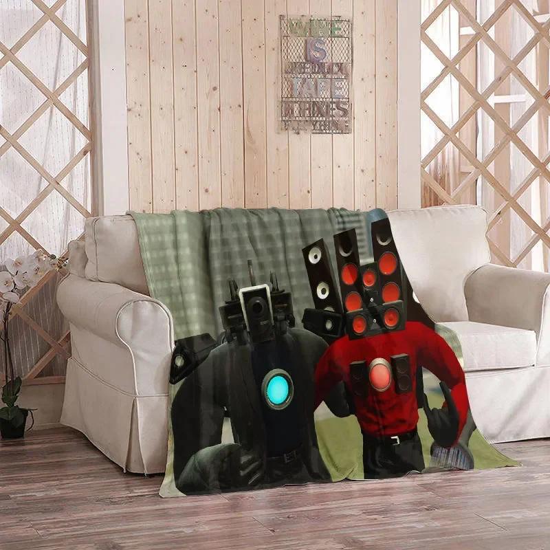 Skibidi Toilet Cartoon Printing Blanket Speaker Man Tv Man Warm blanket Flange Blanket Picnic Blanket For Beds Gift
