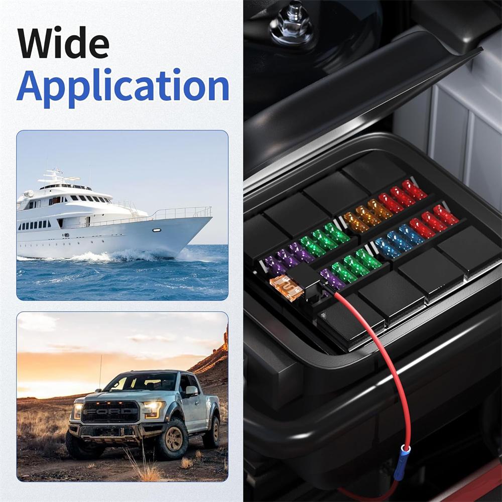 36PCS 4 Types Fuse Tap 12V Add a Fuse Kit with 5A 10A 15A 20A Fuse Standard Low Profile Fuse Tap Adapter Mini and Micro2