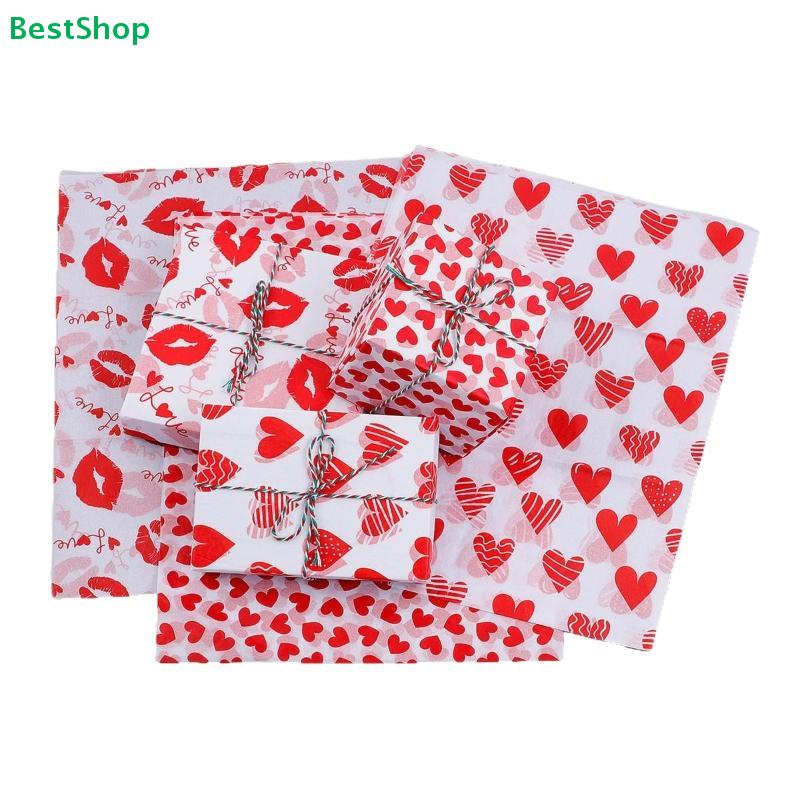 Romantic Gift Wrapping Paper Sheets - Love Themed Design for Valentine's Day, Anniversary, Wedding
