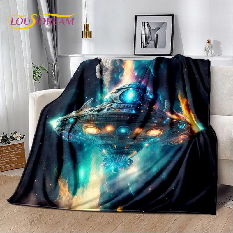 Spaceship  Spacecraft Universe UFO Blanket,Flannel Soft Throw Blanket for Home Bedroom Bed Sofa Picnic Office Hiking Kids Cover
