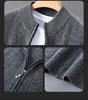 Cardigan Jacquard in 100% Lana Pura da Uomo, Collo Alto Business Casual, Chiusura con Zip, Top Versatile dalla Vestibilità Larga