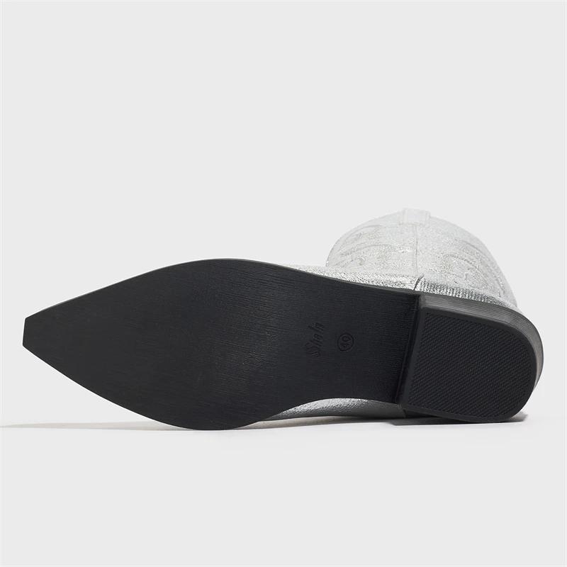 Fashion Pointed Toe Woman Ankle Boots Handmade Exquisite Women Shoes Design Style Embroidery Square Low Heels Autumn Winter Female Shoes