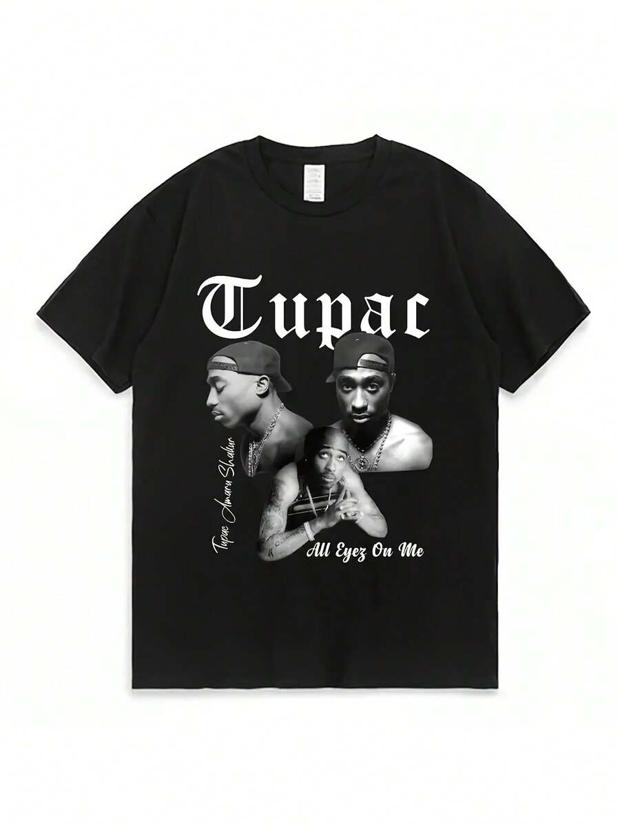 

Unisex100%CottonT-Shirt, Men sTupacPatternTShirt-Black Hip-Hop StreetwearTT-Shirt, Featuring The S разноцветный
