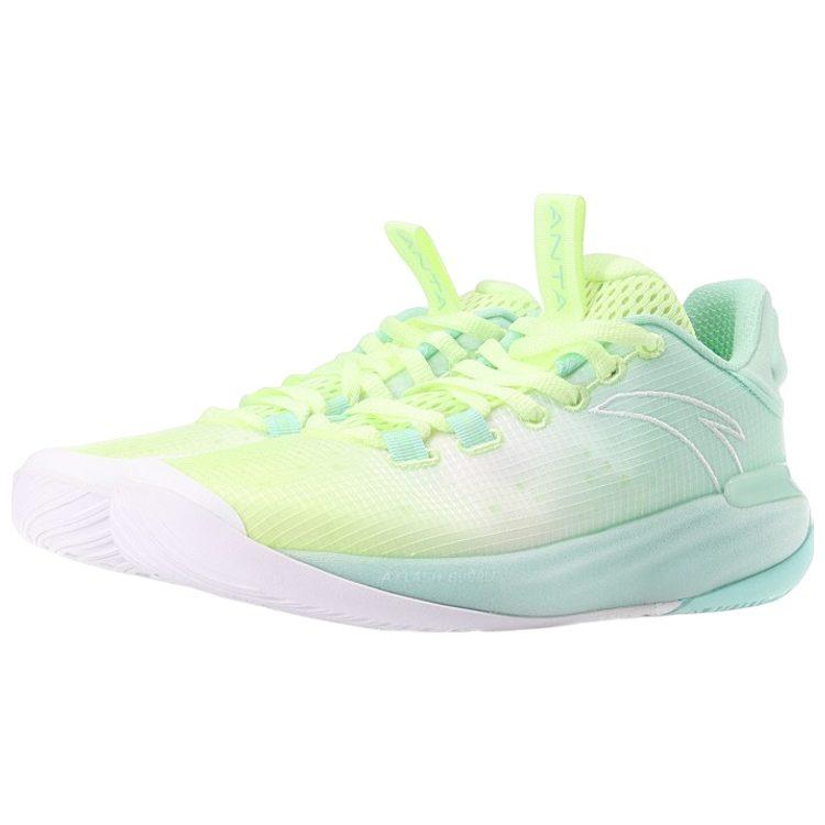ANTA Basketball Shoes Men's Low Top Fluorescent Night Glow Green/Shallow Beach Green 112221616-4