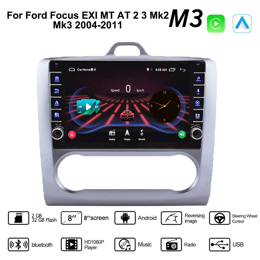 Android Auto Radio Für Ford Focus EXI MT AT 2 3 Mk2 Mk3 2004-2011 Mit Taste Knopf Multimedia player Navigation GPS Carplay 2 + 32GB