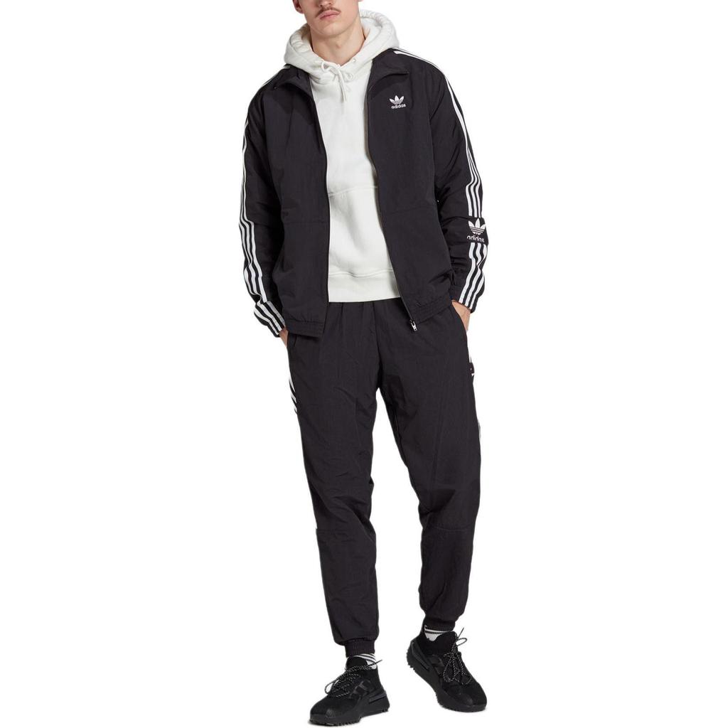 Adidas Originals Trefoil Brand Logo Striped Print Jogger Pants Men Bottoms Black IA6355