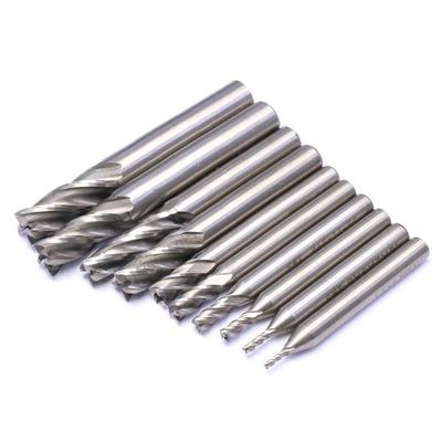 10 Stück Set Kombinierter HSS-Schaftfräser 4 Schneiden Schnellarbeitsstahl Fräser 1,5 mm - 12 mm CNC Metallfräswerkzeuge Set