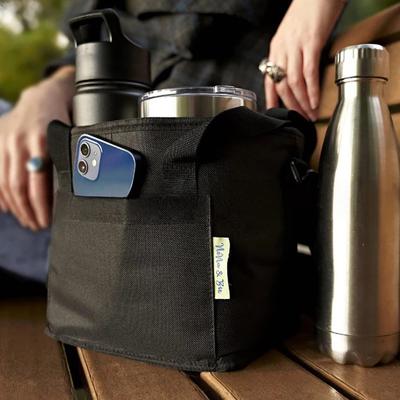Insulated Drink Carrier Bag with Handle Strap Water Bottle Holder for 4 Cups Detachable Divider Multi-Purpose Cooler Tote for Picnic Travel Sports