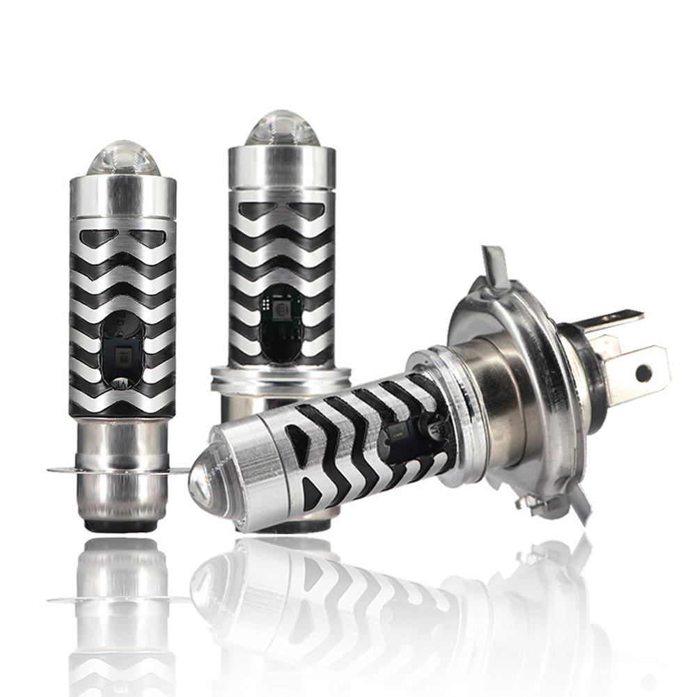 Motorrad-Scheinwerfer LED H4 H6 BA20D P15D H4 Hi/Low Dual Farben Scheinwerfer Projektorlinse Birne Motor Fahrlichter DRL Frontlampe