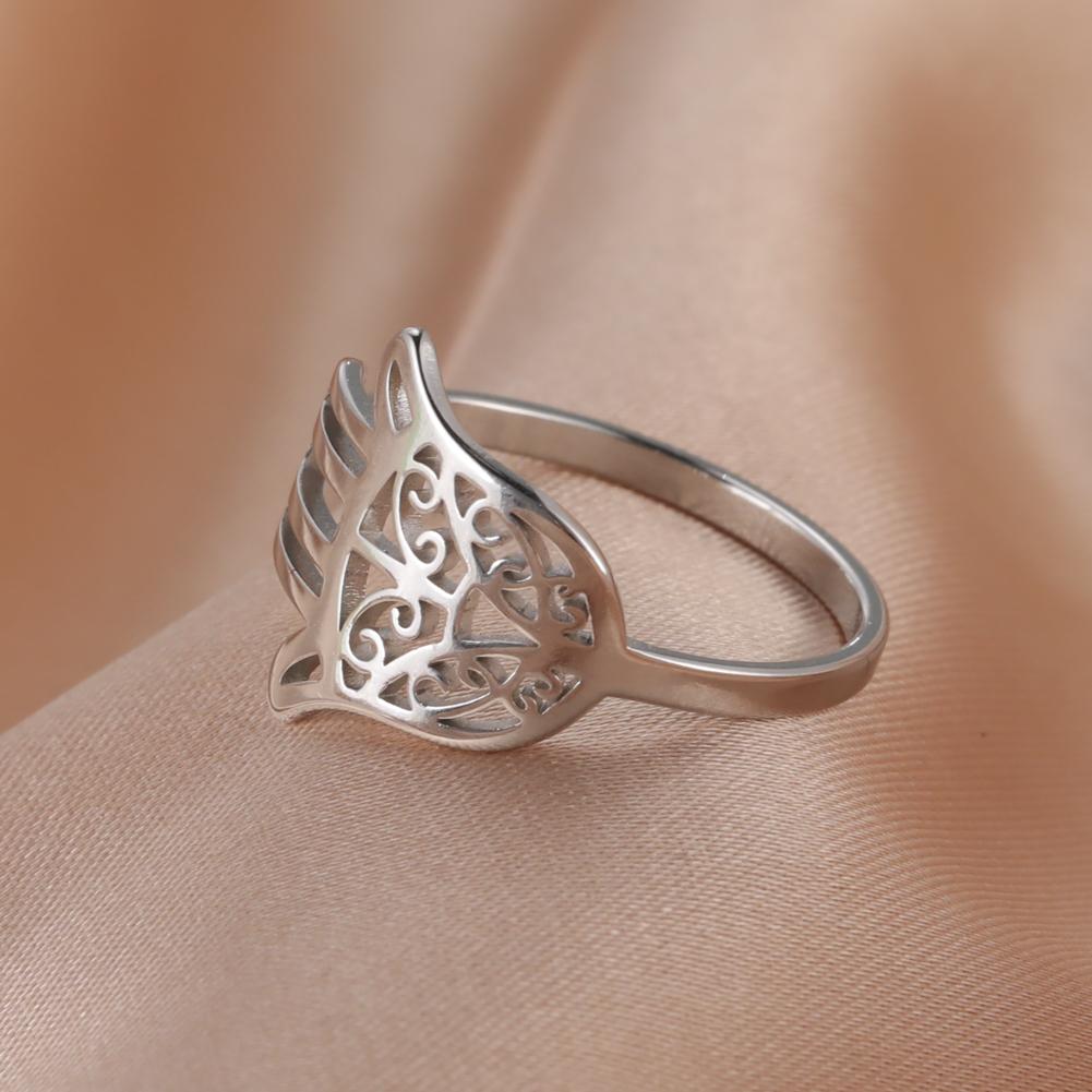 Stainless Steel Hamsa Fatima's Hand Rings for Women Gold Ring Amulet Talisman Jewelry Gifts