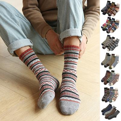 5 Pairs Men Winter Socks Mid-tube Thick Thermal Insulation Ethnic Style Home
