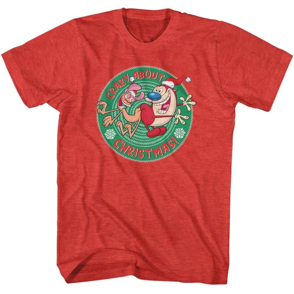 Ren And Stimpy - Crazy About Christmas - American Classics - Heather Red S 160