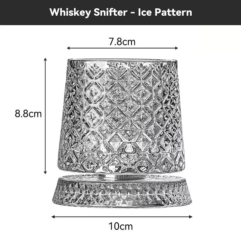 1PCS Rotating Whisky Glass 360 Degree Rotating Crystal Beer Glass Thick Base for Bourbon And Scotch Whisky a Unique Gift for Men 300ML