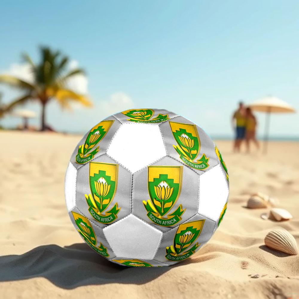 South Africa National Football Size 5 Soccer Ball, Machine-Stitched PVC, Durable & High Bounce, All Ages Fit, Fan Merchandise, Matches & Outdoor Use.
