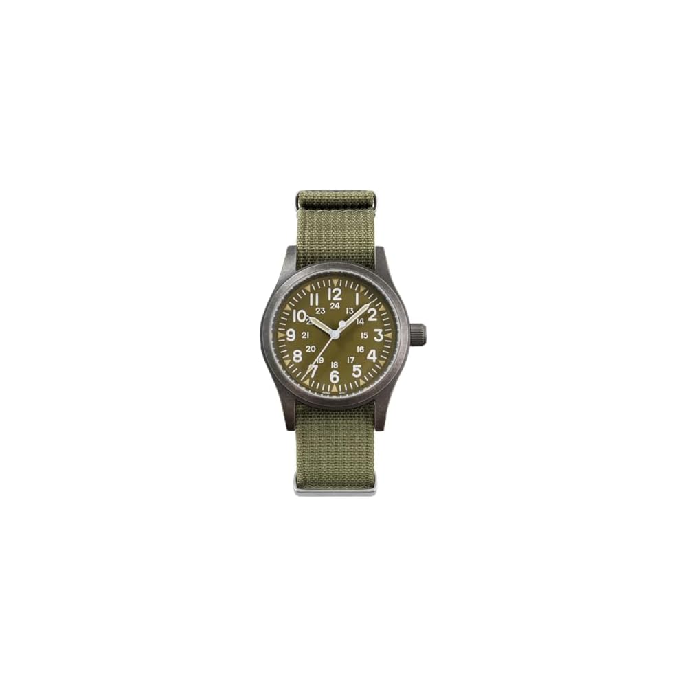 Militado ML05 Quartz Watch 38mm Dome Sapphire Crystal 100M Waterproof Green Strap Men s Retro Sweep Watch