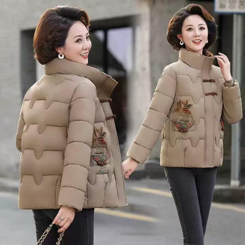 Jacket ethnic winter white warm cotton-padded clothes casual buckle middle-aged and elderly women's clothing thickened versatile cotton-padded clothes