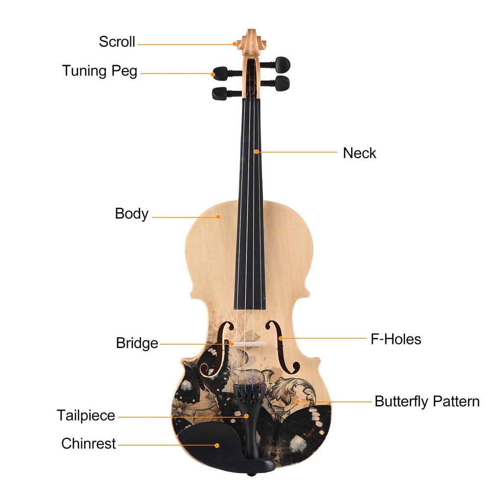 4 4 Acoustic Violin Basswood Topboard Side Back Board Maple Scroll with Carry Case Bow Rosin for Kids Students Beginners