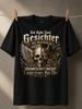 Gothic Faces Wing and Horn with Roses Halo and German Friendship Lettering Dark Fantasy Style Unisex All T-Shirt
