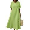 Women's Fashion Vintage Button-Up Round Neck Loose-Fit Casual Dress