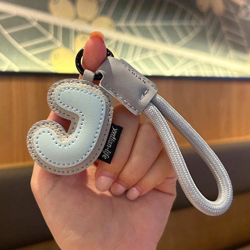 Customizable Leather Letter Keychain Pendant for Girls and Couples