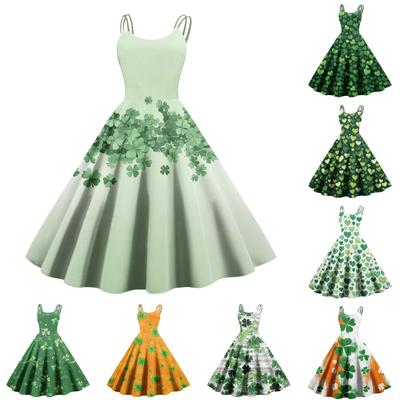 Women's Casual Fashion Print Sexy Off Shoulder Punk Retro Dress Retro Dress Dress