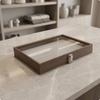Jewelry Display Box WoodGrain Storage Metal Clasp Beige 100 Ring