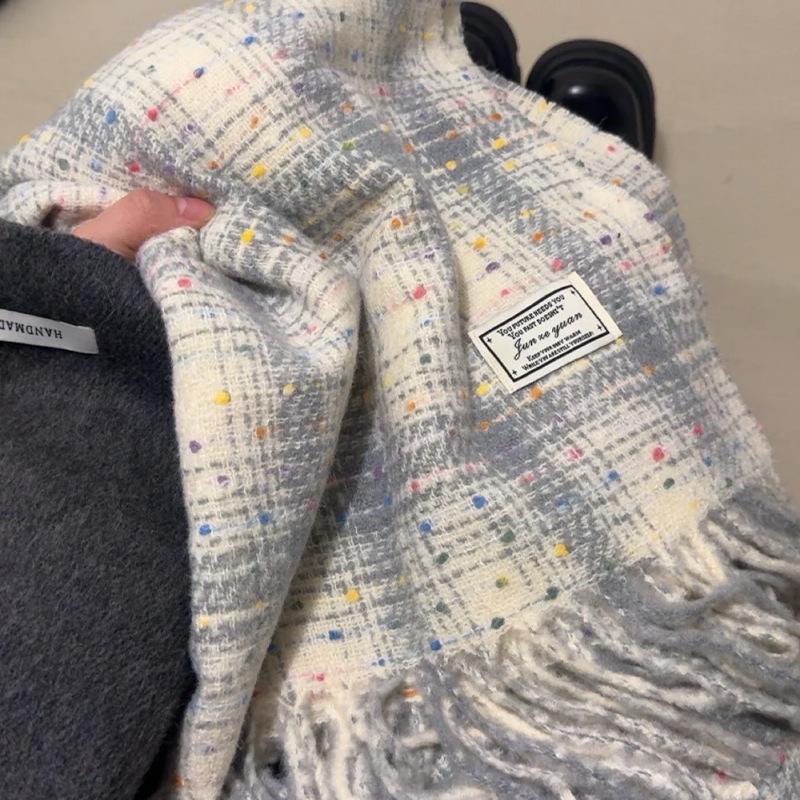 

Starry Sky Plaid Scarf Korean Style Women Autumn Winter Student Couple Shawl Versatile Warm Neck Wrap One Size