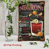 Metal Wall Art, Negroni Recipe Print, Orange Citrus Retro, Bar Pub Decor