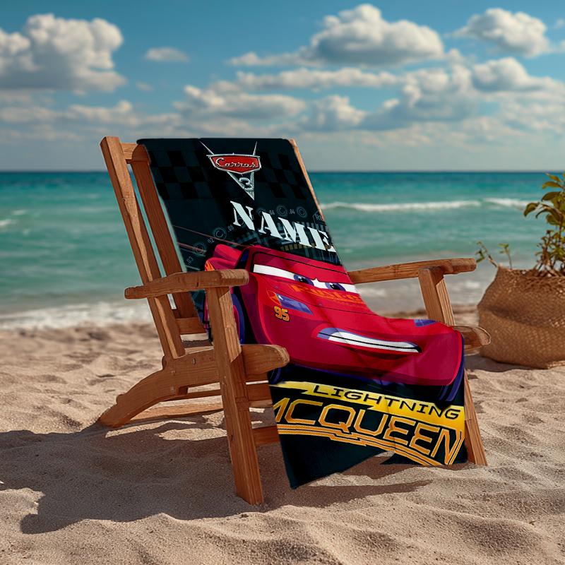 Custom Name Ultra-Soft Beach Towel with Cars Theme,Ideal for Pool - Camping, Diving - Perfect Travel Essential, Vibrant Beach Towel.