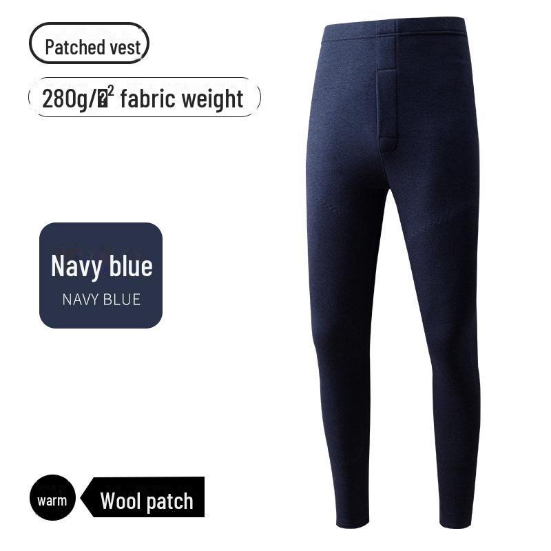 

High Waist Silk Patch Knee Pad Warm Pants - Slim Fit Leggings for Women, Hip Lift & Abdomen Support, Men s Autumn Trousers. XXXXL темно-синього кольору