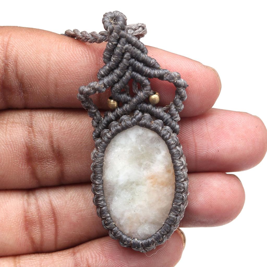 Sunstone Macrame Necklace Handmade Natural Bohemian Crystal Choker Healing