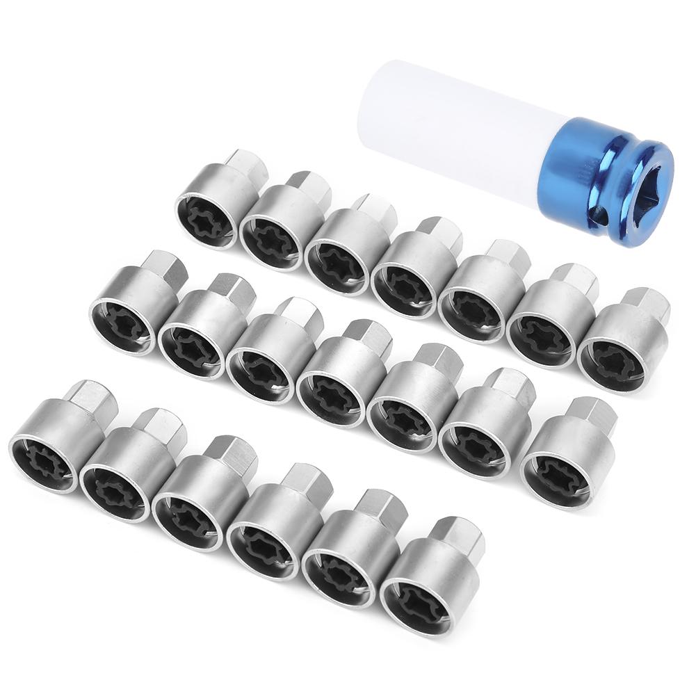 21Pcs Set Wheel Locking Lug Nut Key Set Remover Installation AntiTheft Kit Fit for Mini Series E12 E21 E23