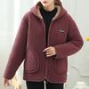 Autumn and Winter Plus Velvet Jacket, Hooded Top, Warm Granular Velvet Plus Size Women's Cotton Coat