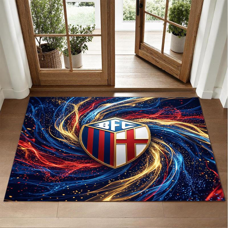 Bologna FC Design Crystal Velvet Rug Soft Decorative Mat for Bedroom Entrance