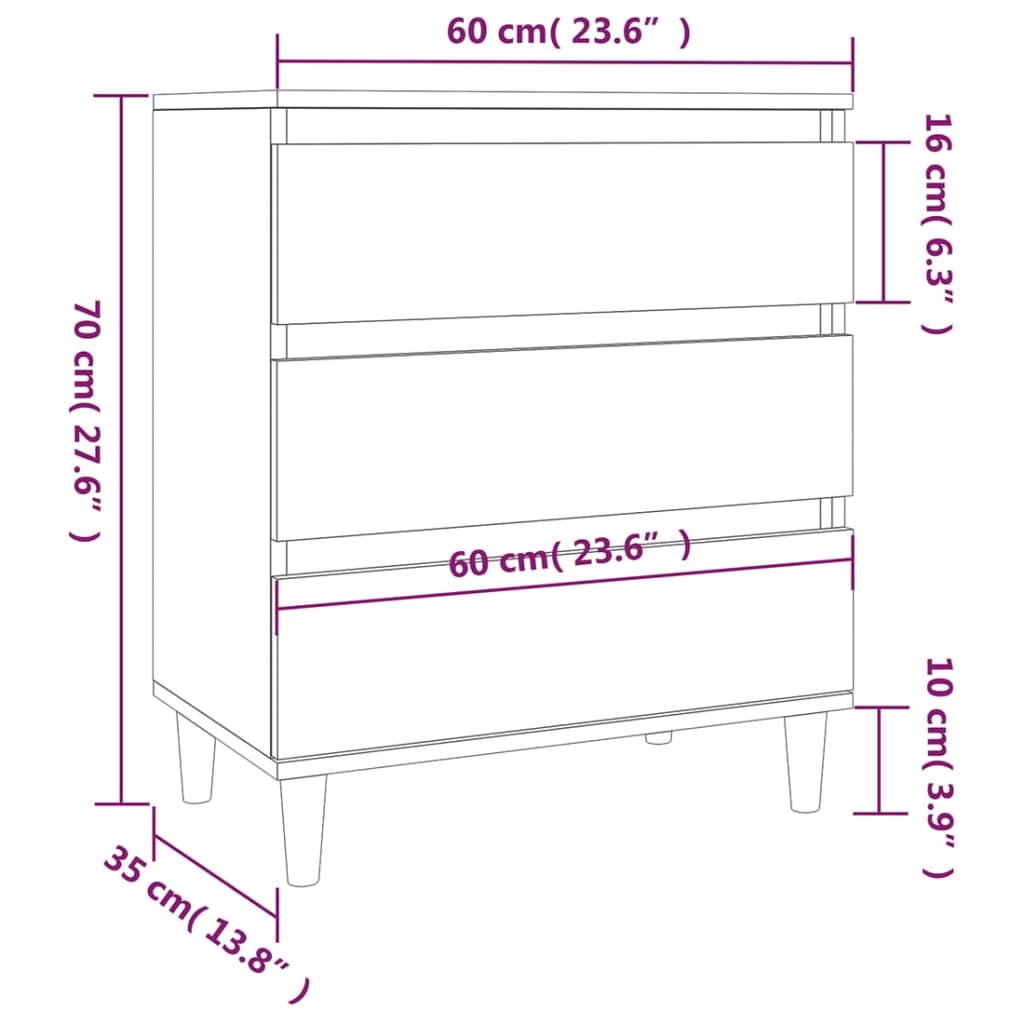 Sideboard Smoked Oak 60 x 35 x 70 cm Particleboard
