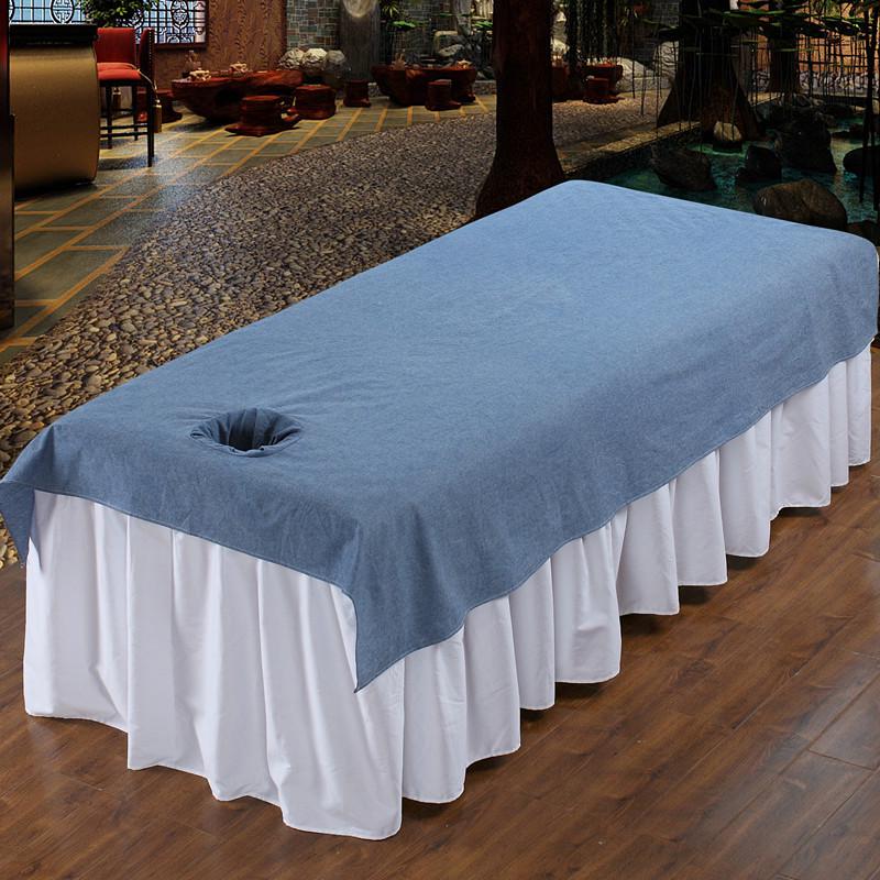 Thickened Washed Cotton Massage Bed Sheet with Face Hole, Washable and Universal for Beauty Salon